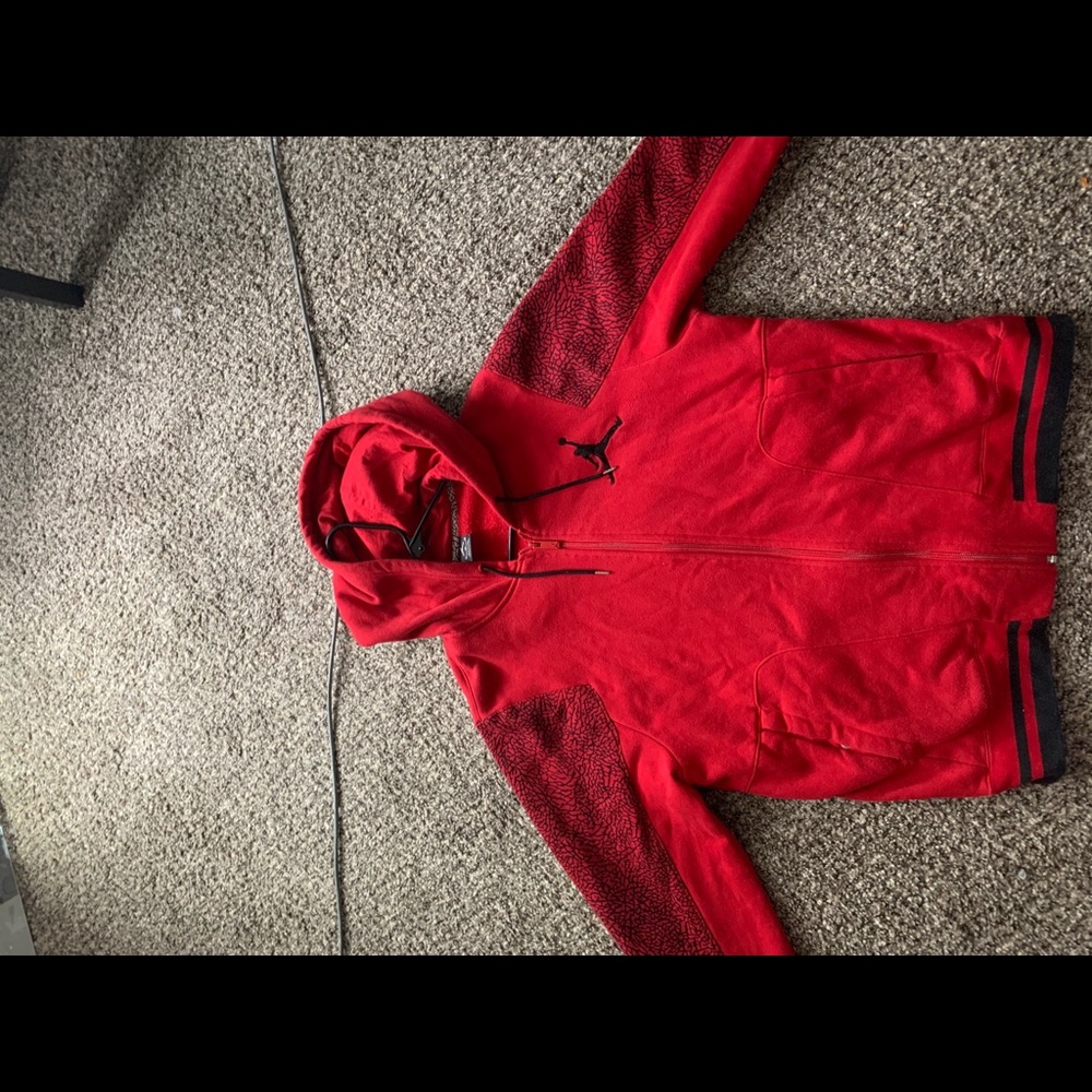 Red Jordan varsity zip up hoodie